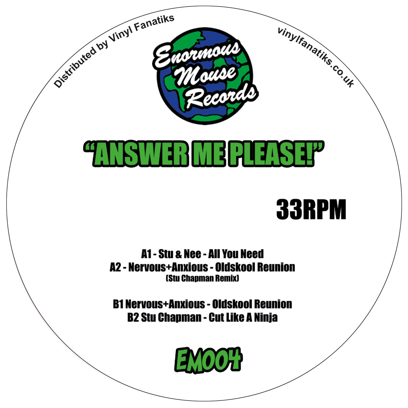 Stu & Nee + Nervous & Anxious - Answer Me Please EP – Enormous Mouse (EM-VFS004)