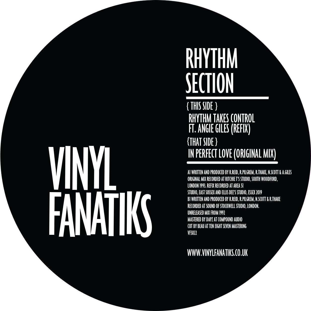 Rhythm Section – Rhythm Takes Control / In Perfect Love (Original Mix) - Bespoke Marble/Colour Limited Pressing – VFS022